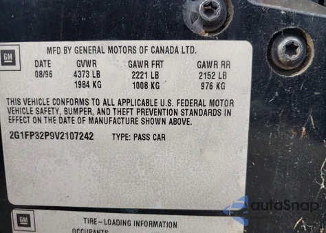 1997 Chevrolet Camaro Ss/Z28 из США, поврежденный, VIN 2G1FP32P9V2107242